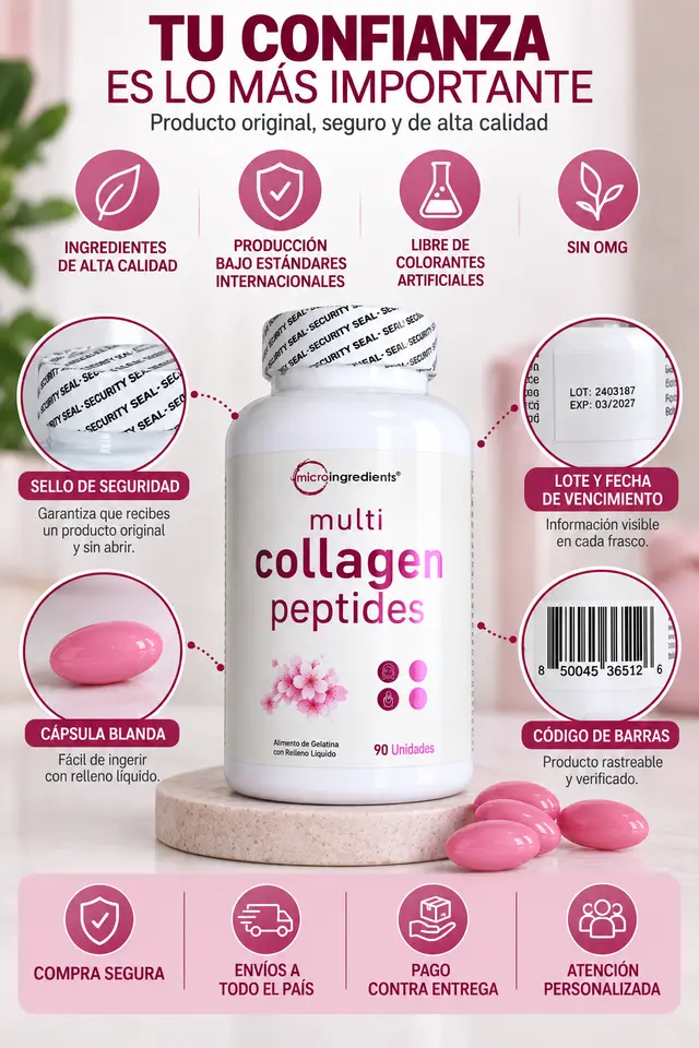 Elementos de confianza y verificación del envase de Multi Collagen Peptides